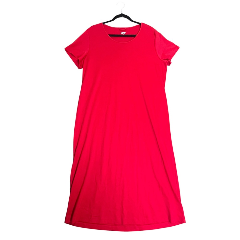 Lands' End Maxi Dress Womens XL Red Loungewear Cotton Jersey Casual Comfort